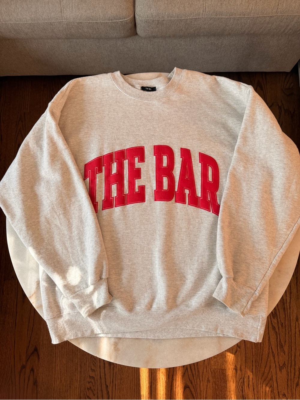 THE BAR Varsity Sweatshirt Heather Gray Red